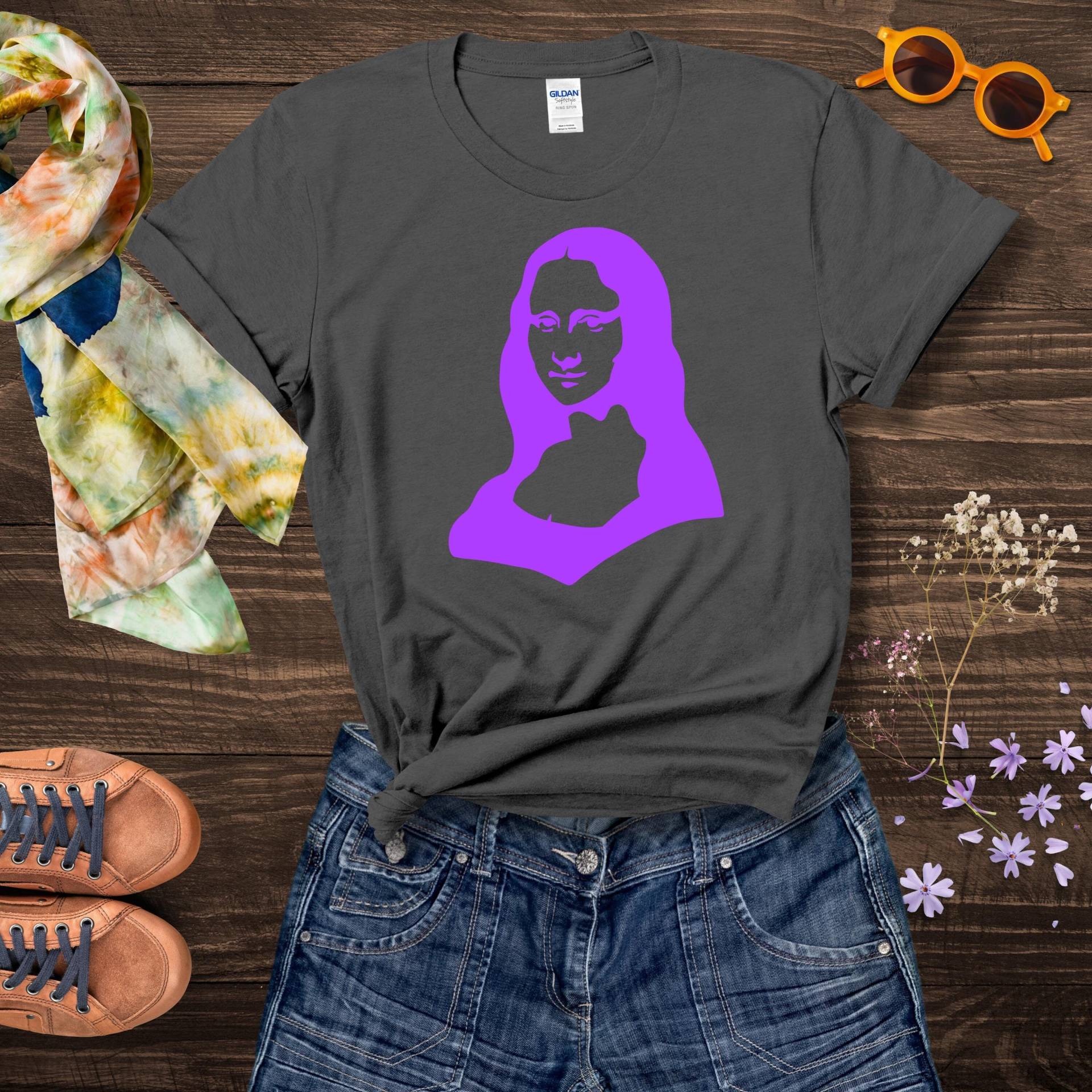 Mona Lisa T-Shirt, Kunstdruck Shirt, Leonardo Da Vinci Shirt, Neon Print, Neon Shirt, Shirt Bunt, Tshirt Kunst, T-Shirt Neon, T-Shirt Leonardo von Ansatana