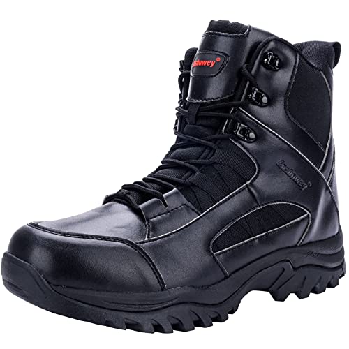 Ansbowey Stiefel Herren Wanderschuhe Damen Army Combat Boots mit YKK-Zipper Verschleißfest Rutschfeste Outdoor Trekkingschuhe Militär & Einsatzstiefel Schwarz 47EU von Ansbowey