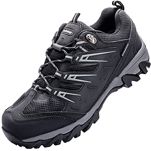 Ansbowey Wanderschuhe Damen Herren Low Trekkingschuhe Wasserdicht rutschfest Atmungsaktiv Outdoor Reisen Wanderhalbschuhe für Unisex-Erwachsene Schwarz 39 EU von Ansbowey