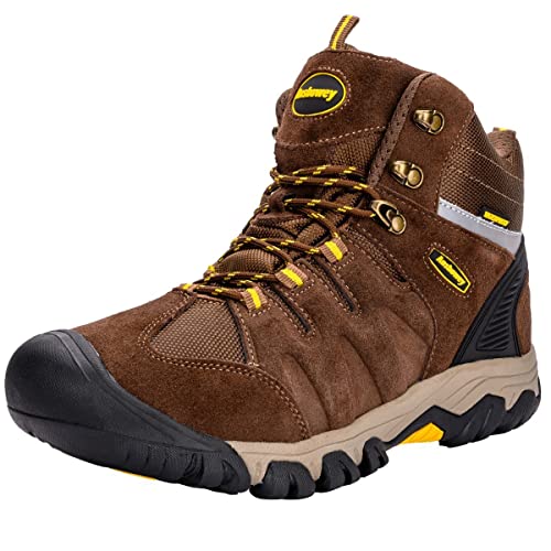 Ansbowey Wanderschuhe Herren Wasserdicht High-Top Wanderstiefel Outdoor Rutschfest Wildleder Trekkingschuhe A2215 Dunkel Braun EU46 von Ansbowey