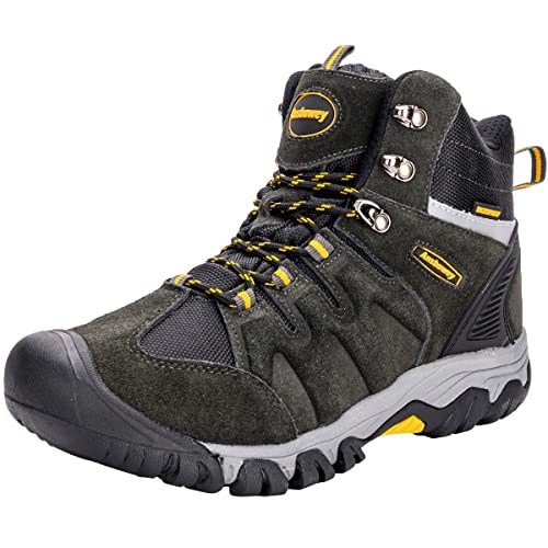 Ansbowey Wanderschuhe Herren Wasserdicht High-Top Wanderstiefel Outdoor Rutschfest Wildleder Trekkingschuhe A2215 Dunkel Grau EU42 von Ansbowey