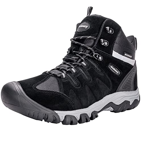 Ansbowey Wanderschuhe Herren Wasserdicht High-Top Wanderstiefel Outdoor Rutschfest Wildleder Trekkingschuhe A2215 Schwarz EU42 von Ansbowey