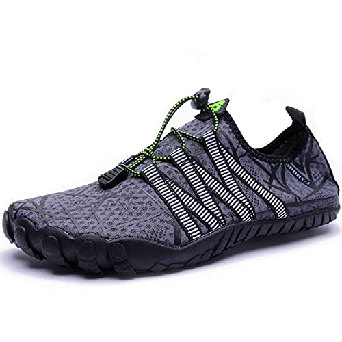 Ansbowey Wasserschuhe Damen Schnell Trocknend Strandschuhe rutschfeste Aquaschuhe Herren Leicht Schwimmschuhe Badeschuhe Barfuß Schuhe Unisex Grau 36EU von Ansbowey