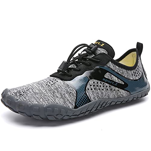 Ansbowey Wasserschuhe Damen Schnell Trocknend Strandschuhe rutschfeste Aquaschuhe Herren Leicht Schwimmschuhe Badeschuhe Barfuß Schuhe Unisex Grau 37EU von Ansbowey