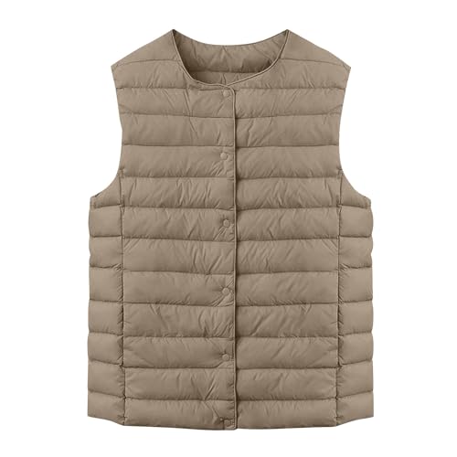 Ansenesna Ärmellose Weste Damen Daunen Weste Damen Winter Warm Winterjacke Frauen Elegant Wintermantel Ärmellos Daunenjacke Leicht Steppweste Damen-Jacken Ohne Kapuze Mantel von Ansenesna
