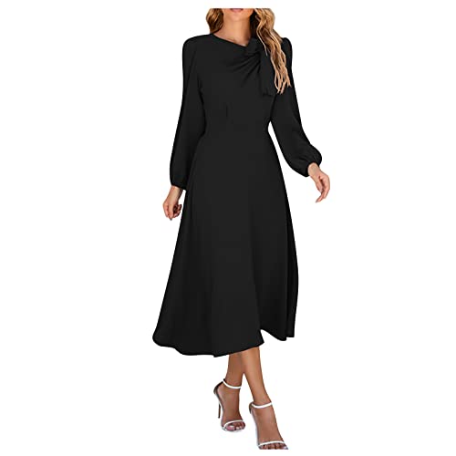 Ansenesna Abendkleid Lang Damen Langarm Kleid Frauen Elegant Wadenlang Abendkleider mit ärmeln Hochzeit Festliche Kleider Schick Silvester Kleid A Linie Partykleid von Ansenesna