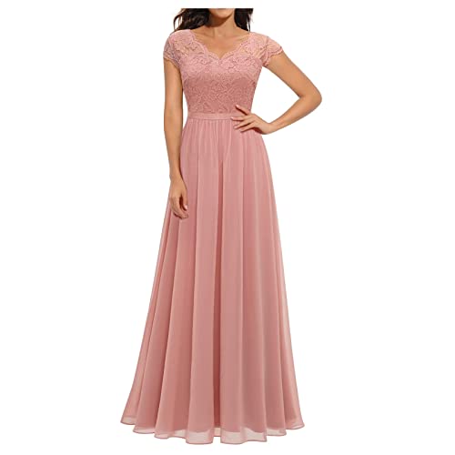 Ansenesna Abendkleider Elegant Für Hochzeit Lang Kleid Hochzeitsgast Damen mit Ärmeln Festliche Kleider Damen Sommer Spitze Brautjungfernkleider Frauen Midi Damenkleider Festlich Ballkleider von Ansenesna