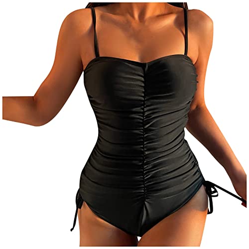 Ansenesna Badeanzug Damen Curvy Figurformend Mit Bügel Bikini Frauen Push Up Brüste Pads Bademode Einteiler Bauchweg Mit Bein Bikini Träger Badeanzüge Hoher Beinausschnitt von Ansenesna