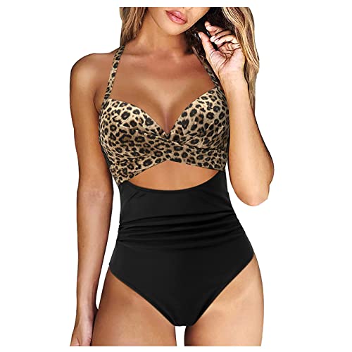 Ansenesna Badeanzug Damen Curvy Push Up Bikini Mit Bügel Brüste Pads Frauen Bademode Bauchweg Mit Bein Badeanzüge Einteiler Verstellbare Träger Badeanzug Hoher Beinausschnitt von Ansenesna