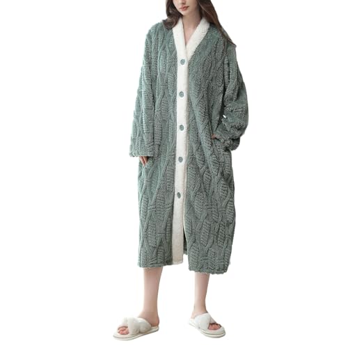 Ansenesna Bademantel Damen Flauschig Lang Winter Bademantel Damen Ohne Kapuze Fleece Bademäntel Kuschelig Warm Plüsch Schlafanzug Frauen Kuschel Elegant Bathrobe Flauschiger Morgenmantel von Ansenesna