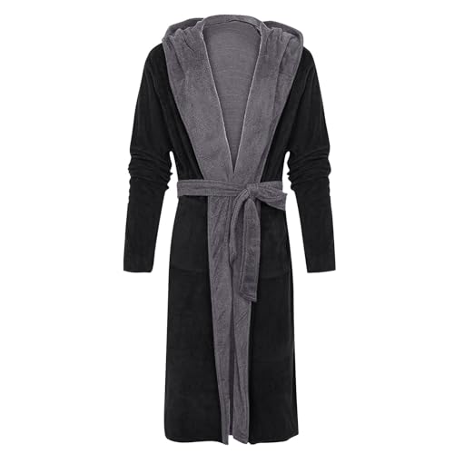 Ansenesna Bademantel Herren Flauschig Mit Kapuze Bademantel Herren Lang Warm Flauschiger Bademäntel Winter Kuschelig Fleece Herren-Bademantel Plüsch Bathrobe Männer Morgenmantel von Ansenesna