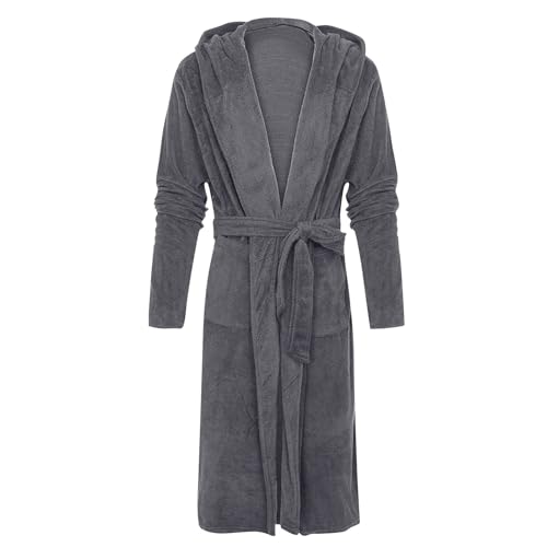 Ansenesna Bademantel Herren Flauschig Mit Kapuze Bademantel Herren Lang Warm Flauschiger Bademäntel Winter Kuschelig Fleece Herren-Bademantel Plüsch Bathrobe Männer Morgenmantel von Ansenesna