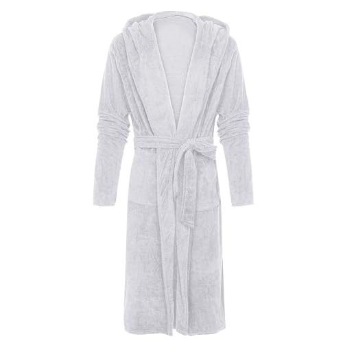 Ansenesna Bademantel Herren Flauschig Mit Kapuze Bademantel Herren Lang Warm Flauschiger Bademäntel Winter Kuschelig Fleece Herren-Bademantel Plüsch Bathrobe Männer Morgenmantel von Ansenesna