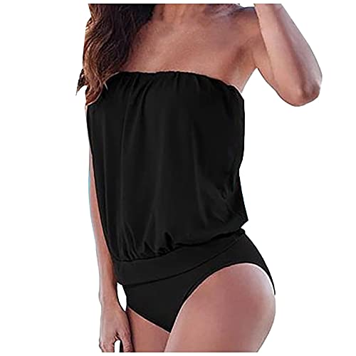 Ansenesna Bikini Damen Bandeau Tankini Bikini Mit Bügel Push Up Brüste Pads Badeanzug Ohne Träger Frauen Triangle Bademode High Waist Badeanzüge 2 Teilig von Ansenesna