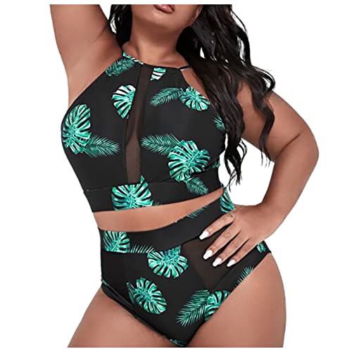 Ansenesna Bikini Damen Für Mollige High Waist Curvy Bikini Set Große Größen Badeanzug Dicke Frauen Push Up Große Brüste Badeanzüge Mit Bügel Triangle Bademode Zweiteiler von Ansenesna