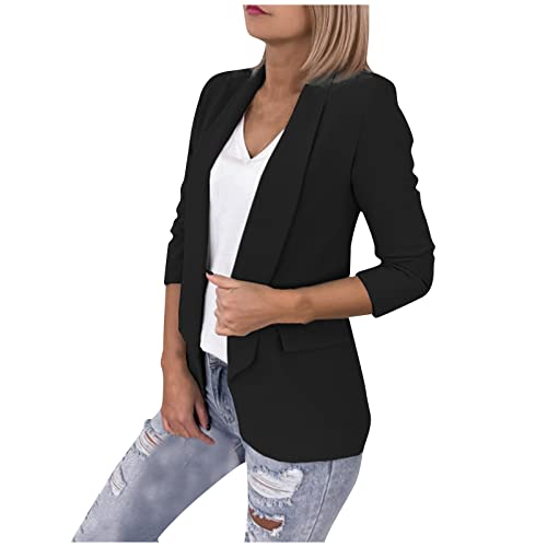 Ansenesna Blazer Damen Kurz Elegant Mantel Frauen Business Cardigan Mit Schalkragen Langarm Blazer von Ansenesna