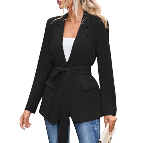 Ansenesna Blazer Damen Sportlich Elegant Blazer Damen Oversize Winter Damenblazer Tailliert Sportlicher Damen-Blazer Mit Knöpfen Wintermantel Business Mantel Frauen Umlegekragen Blazermantel von Ansenesna