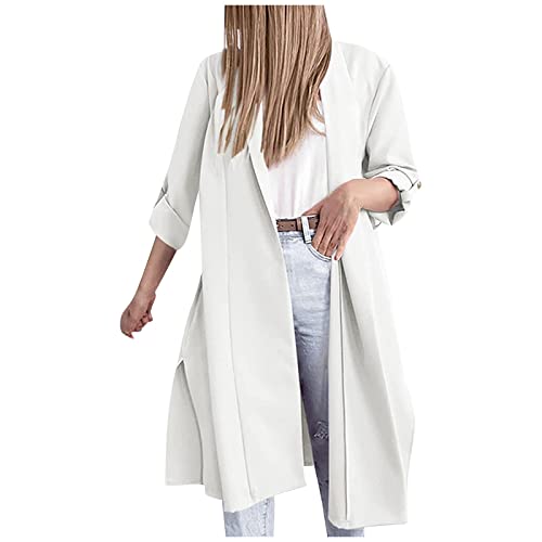 Ansenesna Cardigan Damen Lang Mit Wasserfallkragen Elegant Long Cardigan Mit Schalkragen Frauen Oversize Jacke Mantel von Ansenesna
