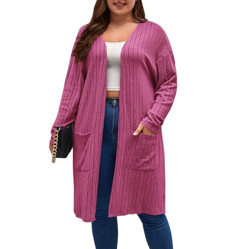 Ansenesna Cardigan Damen Lang Winter Long Cardigan Damen Große Größen Mit Schalkragen Lange Strickjacke Damen Feinstrick Elegant Longstrickjacke Frauen Langarm Warme Damenstrickjacke von Ansenesna