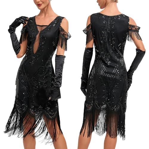 Ansenesna Charleston Kleid 20er Jahre Kurz Silvester Kleid Damen Elegant Quaste Abendkleid Damen V Ausschnitt Partykleid Frauen Vintage Festliche Rockabilly Kleider Ansenesna Charleston Kleid 20er Jahre Kurz Silvester Kleid Damen Elegant Quaste Abendkleid Damen V Ausschnitt Partykleid Frauen Vintage Festliche Rockabilly Kleider von Ansenesna