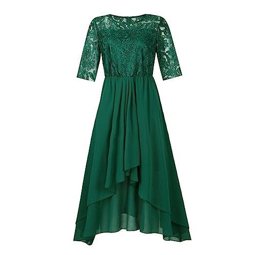 Ansenesna Festliche Kleider für Hochzeit Abendkleid Vorne Kurz Hinten Lang Abschlusskleider Damen Spitze Hochzeitskleider Chiffon Elegant Chiffonkleid Frauen Festkleid A Linie Kleid Ballkleider von Ansenesna