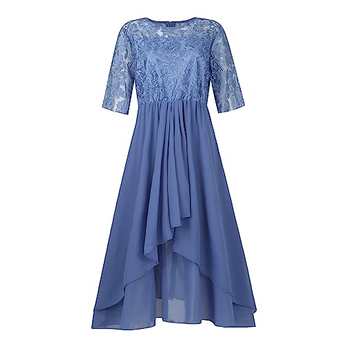 Ansenesna Festliche Kleider für Hochzeit Abendkleid Vorne Kurz Hinten Lang Abschlusskleider Damen Spitze Hochzeitskleider Chiffon Elegant Chiffonkleid Frauen Festkleid A Linie Kleid Ballkleider von Ansenesna