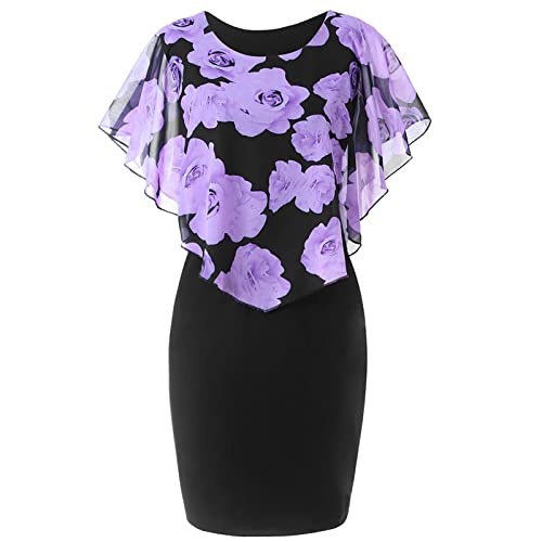Ansenesna Festliche Kleider für Hochzeit Damen Große Größen Etuikleider Elegant Knielang Kleider Für Mollige Frauen Festliche Kleider Chiffon Abschlusskleider Festkleid Ärmellos Ballkleider von Ansenesna