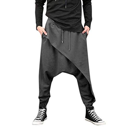 Ansenesna Haremshose Herren Gummizug Hose Männer mit Drawstring Gummibund Freizeithose Lang Einfarbig Harem Hosen (Grau,XL) von Ansenesna