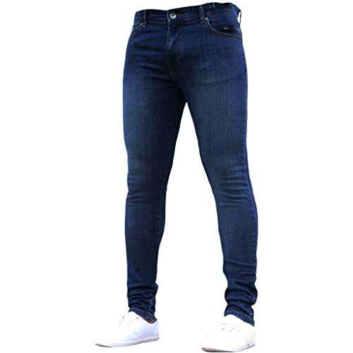 Ansenesna Herren Jeans Slim Fit Bootcut Lang Hose Männer Eng Denim Vintage Jeanshose (Dunkelblau,XL) von Ansenesna