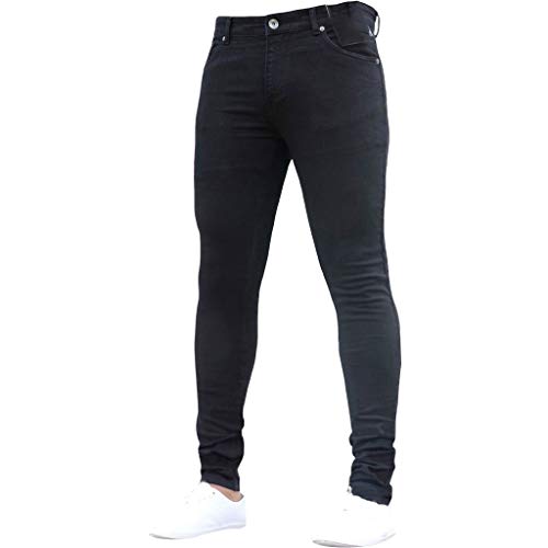 Ansenesna Herren Jeans Slim Fit Bootcut Lang Hose Männer Eng Denim Vintage Jeanshose (Schwarz,XL) von Ansenesna