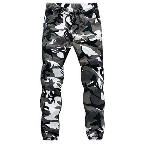 Ansenesna Herren Jogginghose Camouflage Baumwolle Stretch Hose Männer Tarnfarben Mit Gummizug Drawstring Sporthose Lang Jogger Trainingshose Gummibund Tarnhose (Weiss,XXXXXL) von Ansenesna