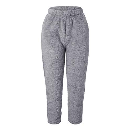 Ansenesna Hose Damen Winter Plüsch Fleece Warm Elegant Pyjama Hose Frauen Gefüttert Flauschig Gummibund Einfarbig Hosen von Ansenesna