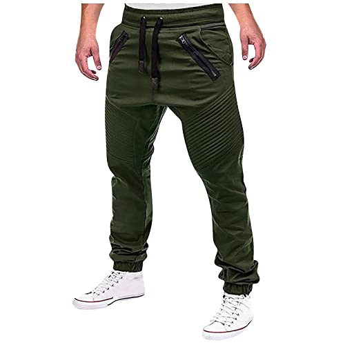 Ansenesna Hose Herren Chino Gummibund mit Kordelzug Chinohose Männer Reißverschluss Taschen Elastischer Bund Hosen Regular Fit von Ansenesna