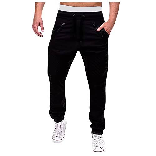 Ansenesna Hose Herren Chino Gummibund mit Kordelzug Chinohose Männer Reißverschluss Taschen Elastischer Bund Hosen Regular Fit von Ansenesna