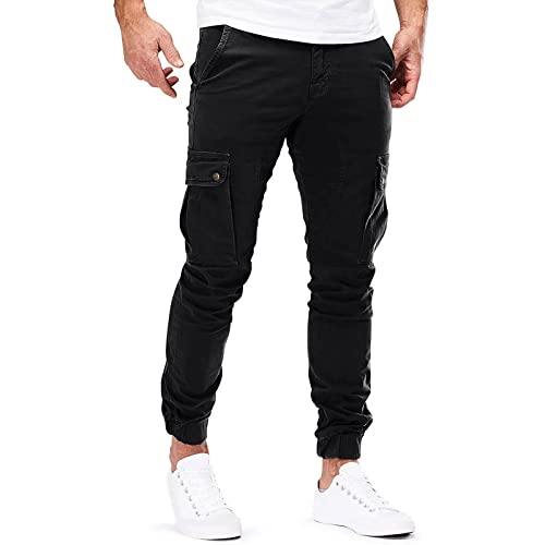 Ansenesna Hose Mit Seitentaschen Herren Chino Cargo Cargohose mit Bündchen Männer Viele Taschen Hosen Regular Fit von Ansenesna