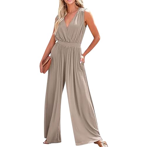 Ansenesna Hosenanzug Damen Festlich Hochzeit Jumpsuit Damen Elegant Sommer Lang Einteiler Frauen Weites Bein Overall V Ausschnitt Onesie Ärmellos Locker Playsuit Kuschelig Jumpsuits Einfarbig Ansenesna Hosenanzug Damen Festlich Hochzeit Jumpsuit Damen Elegant Sommer Lang Einteiler Frauen Weites Bein Overall V Ausschnitt Onesie Ärmellos Locker Playsuit Kuschelig Jumpsuits Einfarbig von Ansenesna