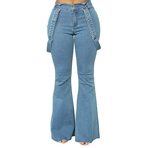 Ansenesna Jeans Hosenträger Hose Damen Flared High Waist Elegant Latzhosen Frauen Stretch Skinny Röhrenjeans Schick Vintage Freizeit Schlaghose von Ansenesna