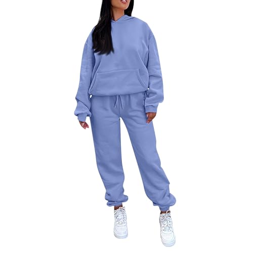 Ansenesna Jogginganzug Damen Set Winter Baggy Zweiteiler Hausanzug Damen Kuschelig Elegant Trainingsanzug Frauen Oversize Mit Kapuze Hosenanzug Sportlich 2 Teilig Jogging Anzug 2 Teiler von Ansenesna