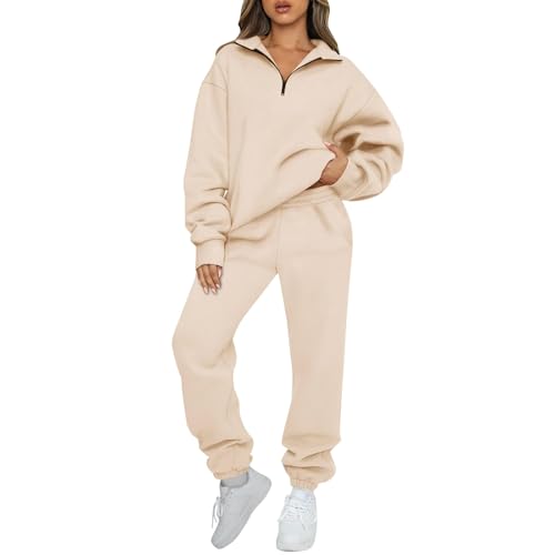 Ansenesna Jogginganzug Damen Set Winter Baggy Zweiteiler Trainingsanzug Damen Mit Kapuze Oversize Hausanzug Frauen Kuschelig Elegant Hosenanzug Sportlich 2 Teilig Jogging Anzug 2 Teiler von Ansenesna