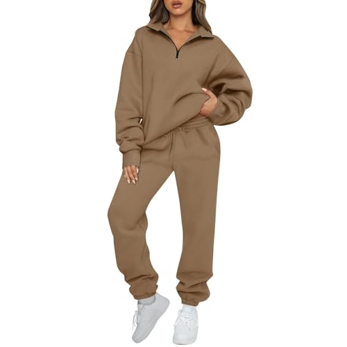 Ansenesna Jogginganzug Damen Set Winter Baggy Zweiteiler Trainingsanzug Damen Mit Kapuze Oversize Hausanzug Frauen Kuschelig Elegant Hosenanzug Sportlich 2 Teilig Jogging Anzug 2 Teiler von Ansenesna