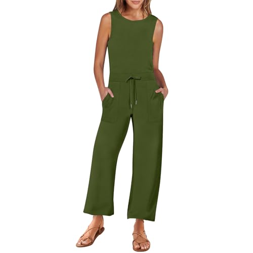 Ansenesna Jumpsuit Damen Sommer 7/8 Lang Overall Damen Elegant Weites Bein Einteiler Frauen Locker Ärmellos Onesie 3/4 Kuschelig Playsuit mit Kordel Wide Leg Jumpsuits Einfarbig Ansenesna Jumpsuit Damen Sommer 7/8 Lang Overall Damen Elegant Weites Bein Einteiler Frauen Locker Ärmellos Onesie 3/4 Kuschelig Playsuit mit Kordel Wide Leg Jumpsuits Einfarbig von Ansenesna