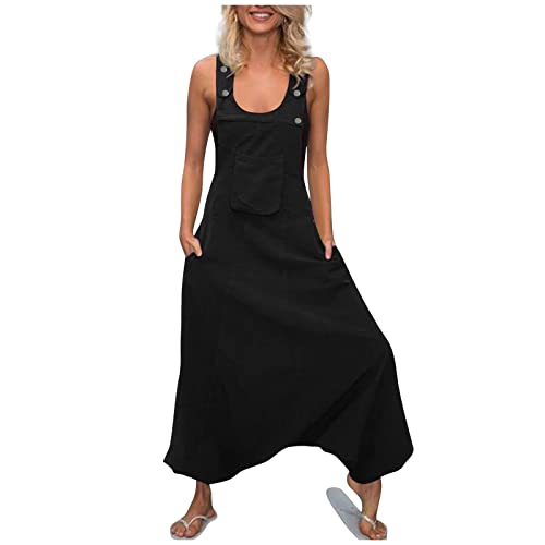 Ansenesna Jumpsuit Haremshose Damen Sommer Lang Harem Jumpsuits Damen Elegant Kuschelig Eleganter Overall Frauen Einteiler Locker Latzhose Weit Onesie Einfarbig Romper von Ansenesna