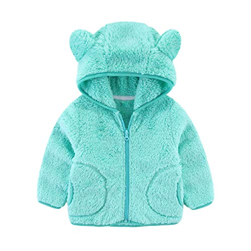 Ansenesna Kinder Baby Hoodie Mit Ohren Reißverschluss Mädchen Junge Plüsch Flauschig Jacke Winter Fleece Warm Mantel von Ansenesna