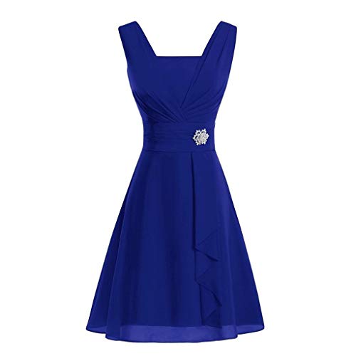 Ansenesna Kleid Damen Hochzeit Festlich Kurz A Linie Elegant Vokuhila Abendkleider Frauen Ärmellos Mini Brautjungfernkleid Party Rockabilly Cocktailkleid (Dunkelblau,L) von Ansenesna