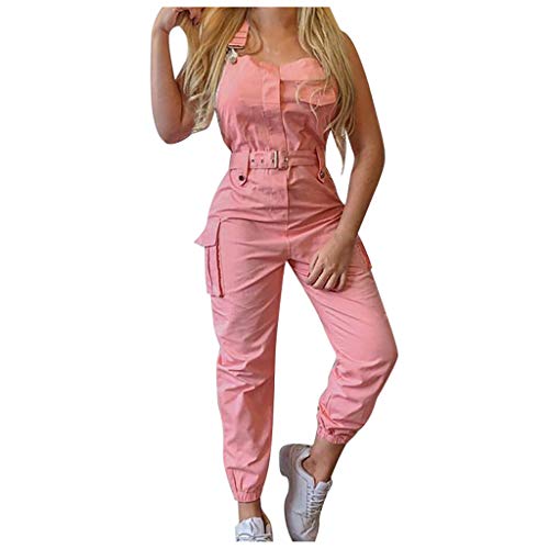 Ansenesna Latzhose Damen Cargo Lang Sommer Jumpsuit Damen Elegant Kuschelig Overall Damen Einteiler Träger Onesie Frauen Cargohose Mit Seitentaschen Playsuit Einfarbig Latzhosen von Ansenesna