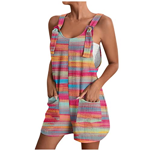 Ansenesna Latzhose Damen Kurz Sommer Blumen Boho Jumpsuit Damen Elegant Weit Träger Eleganter Overall Damen Einteiler Kuschelig Onesie Frauen Locker Leicht Playsuit Muster Latzhosen mit Taschen von Ansenesna