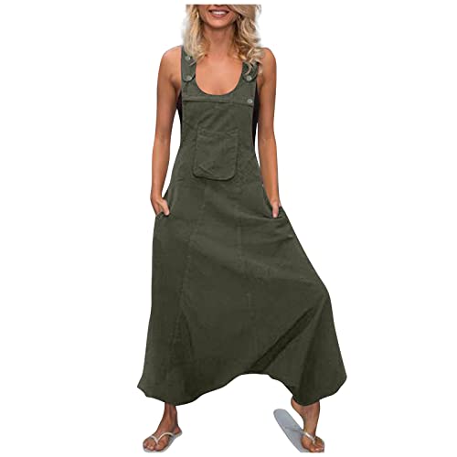 Ansenesna Latzhose Damen Lang Sommer Jumpsuit Haremshose Damen Kuschelig Weit Harem Overall Damen Einteiler Elegant Weites Bein Onesie Frauen Locker Playsuit Einfarbig Latzhosen von Ansenesna