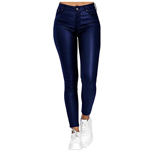 Ansenesna Lederhose Damen High Waist Skinny Elegant Hose Frauen Lederoptik Eng Schmales Bein Leder Jegging Hosen von Ansenesna