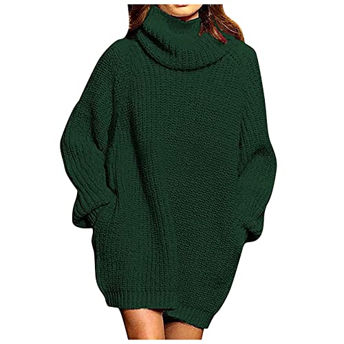 Ansenesna Oversize Pullover Damen Lang Rollkragenpullover Winter Warm Strick Pulli Frauen Langarm Elegant Pullover Rollkragen Kuschelig Pullunder Grobstrick Strickpulli Dicker Strick Winterpullover von Ansenesna