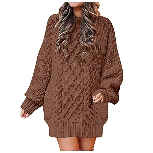 Ansenesna Oversize Pullover Damen Lang Zopfmuster Winter Strick Pulli Frauen Grobstrick Pullover Dicker Strick Pullunder Langarm Strickpulli Warm Winterpullover von Ansenesna